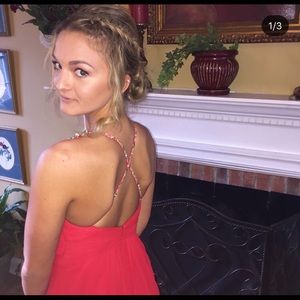 Red prom dress with jewels
